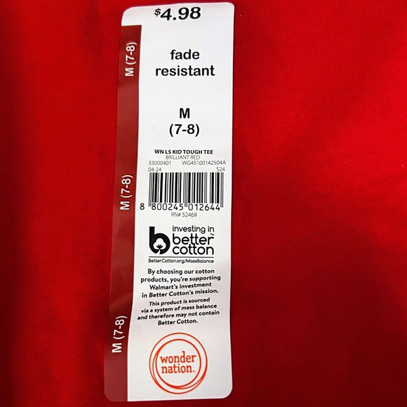 Wonder Nation Red Tee Kid Tough Fade Resistant Size 7/8 - Picture 5 of 8